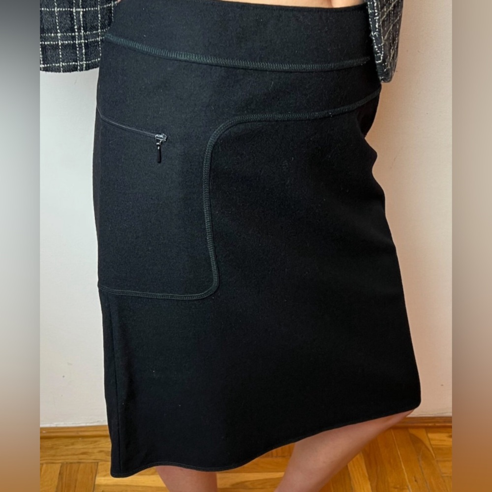 Vintage Miu Miu Wool Black Technical Skirt FW 1999 Size 42
